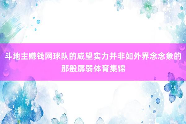 斗地主赚钱网球队的威望实力并非如外界念念象的那般孱弱体育集锦