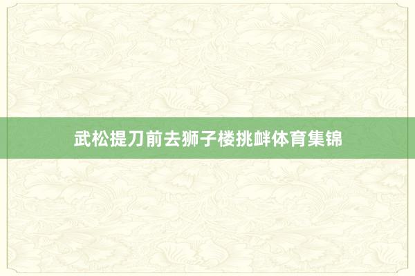 武松提刀前去狮子楼挑衅体育集锦