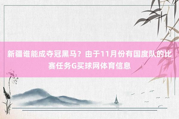 新疆谁能成夺冠黑马？由于11月份有国度队的比赛任务G买球网体育信息